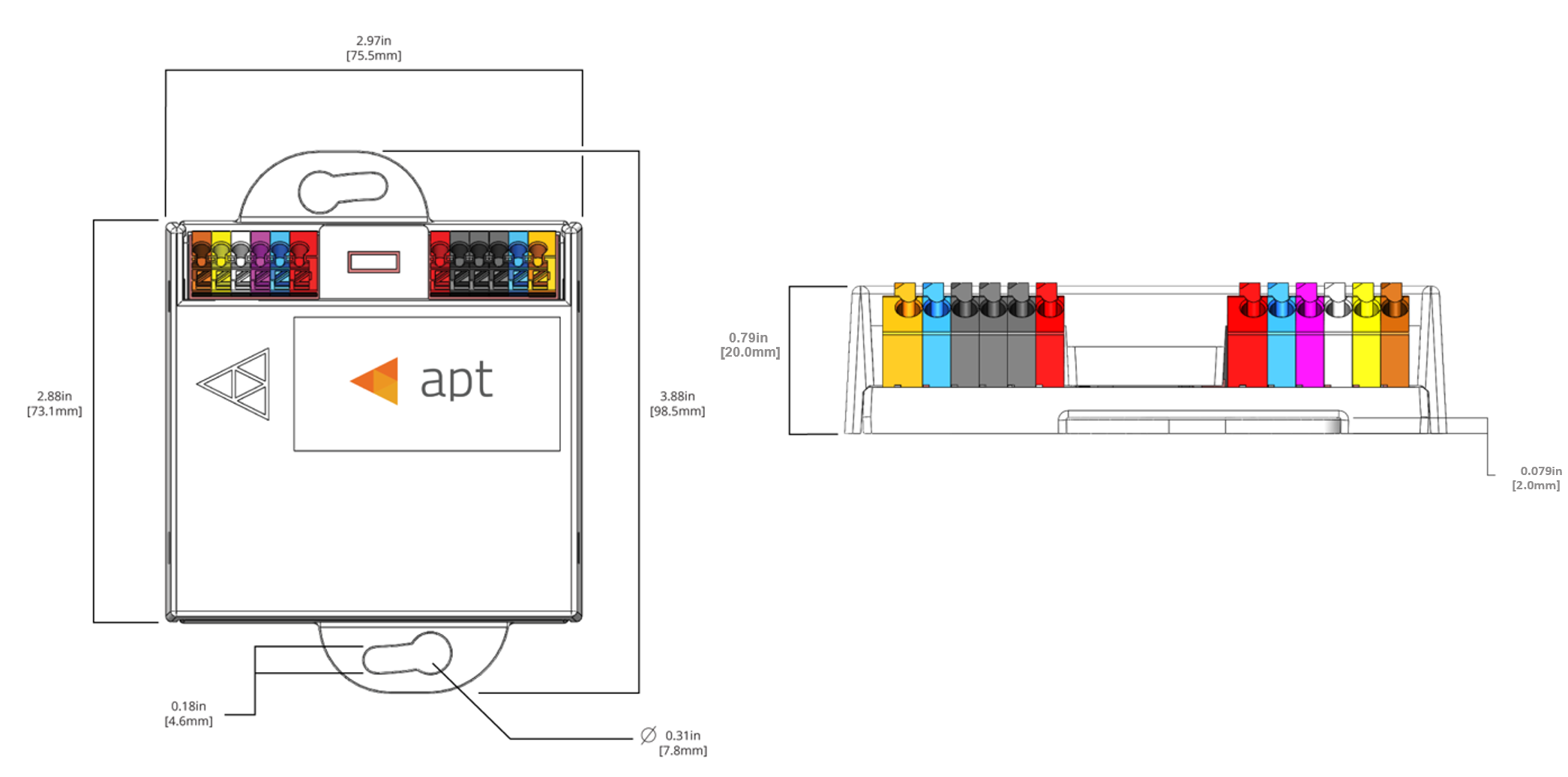 APT-CV4-SQ Mechanical Diagram LED Controllers - APT-CV4/5